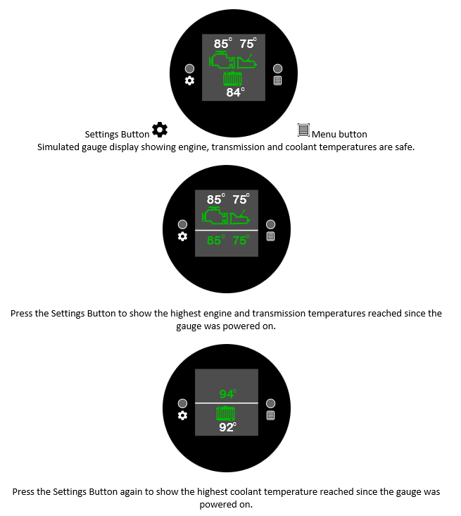 Engine, Transmission and Coolant Temperature Gauge