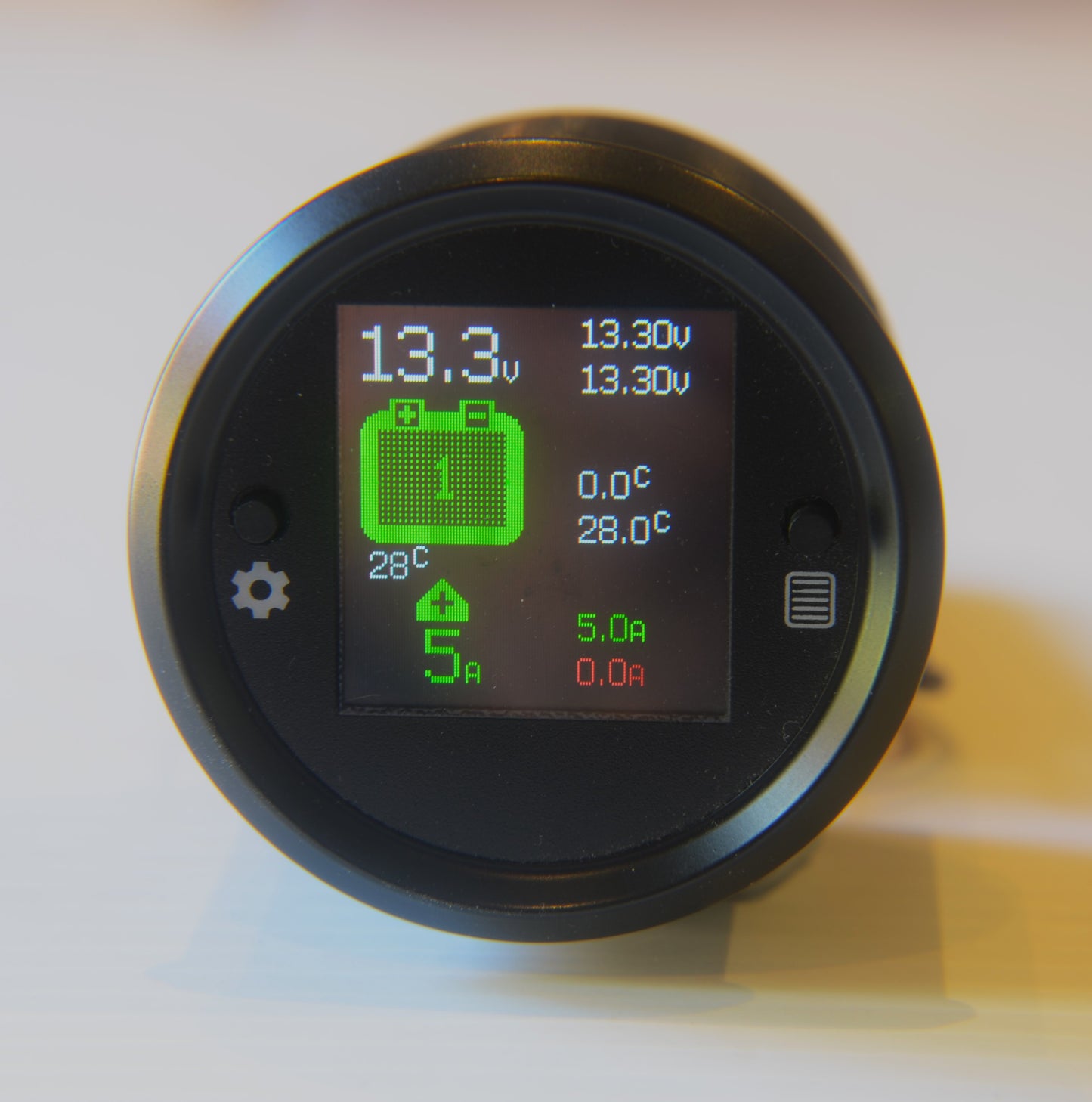 Dual Battery 52mm Gauge - Voltage Monitoring/Alarm, Current and Temperature