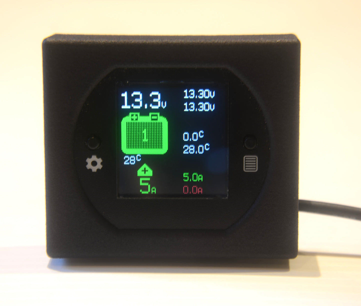 Dual Battery Dash Gauge - Voltage Monitoring/Alarm, Current and Temperature