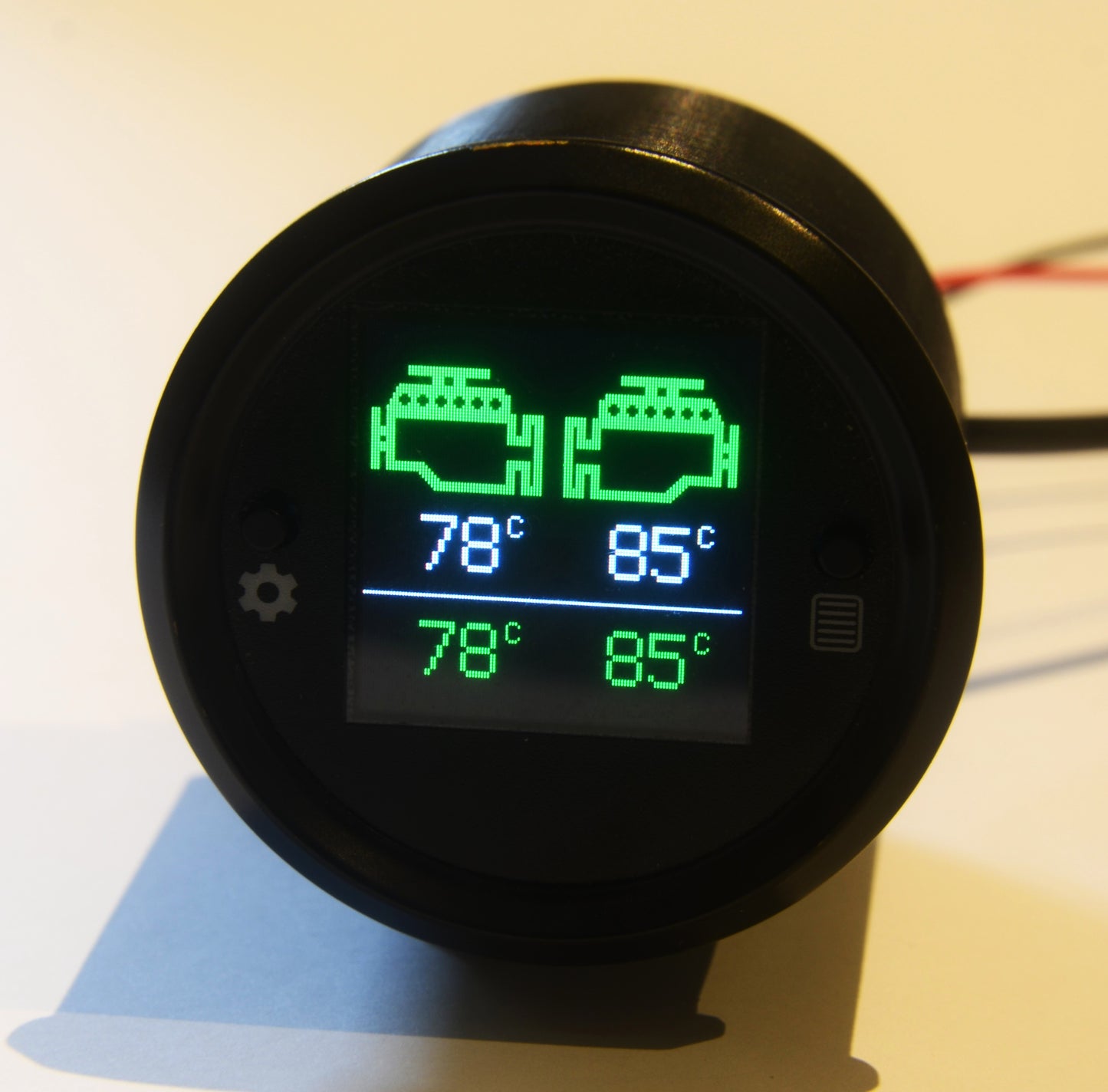 V12 Engine Head Temperature Gauge with visual/audible overheating alarms - Custom