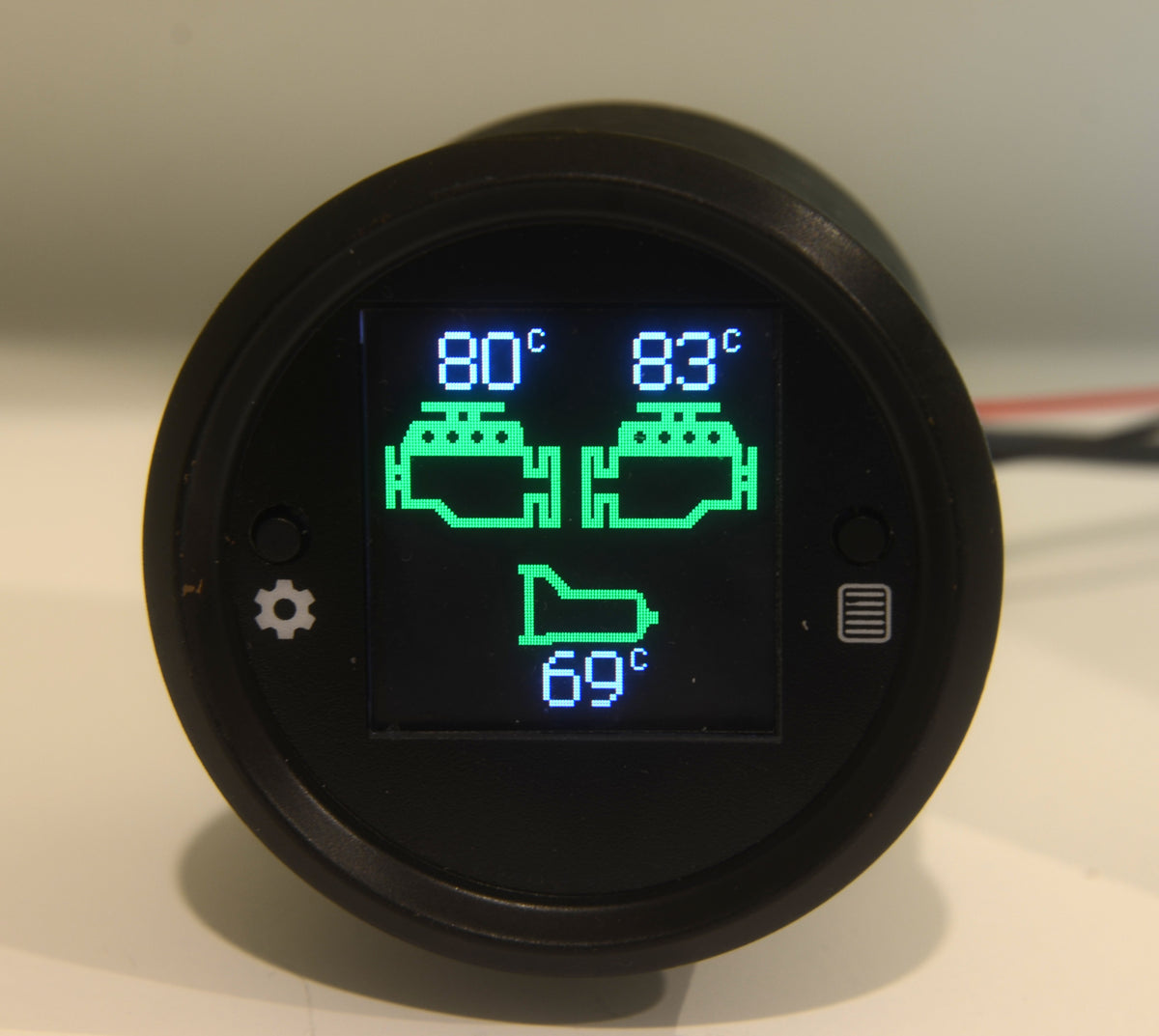 V8 Engine Head  and Auto Transmission Temperature Gauge with visual/audible overheating alarms