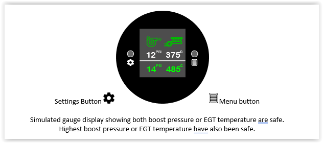 Boost pressure, EGT temperature gauge