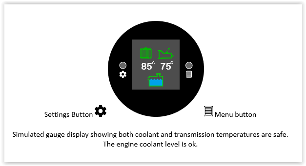 Coolant, Transmission Temperature, Coolant Level Gauge