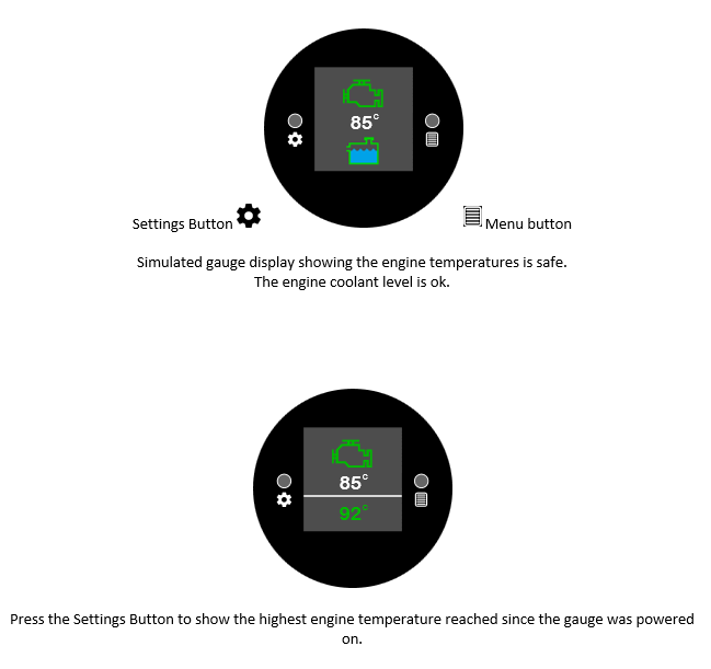 Engine Temperature and Coolant Level Gauge